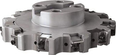 Seco - Shell Mount Connection, 1.024" Cutting Width, 2.209" Depth of Cut, 8" Cutter Diam, 1-1/2" Hole Diam, 6 Tooth Indexable Slotting Cutter - R335.25 Toolholder, XNHQ, LNHQ Insert, Right Hand Cutting Direction - Benchmark Tooling