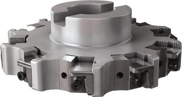 Seco - Shell Mount Connection, 0.63" Cutting Width, 1.579" Depth of Cut, 6" Cutter Diam, 1-1/2" Hole Diam, 10 Tooth Indexable Slotting Cutter - R335.25 Toolholder, XNHQ, LNHQ Insert, Right Hand Cutting Direction - Benchmark Tooling
