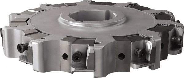Seco - Arbor Hole Connection, 0.63" Cutting Width, 1.98" Depth of Cut, 160mm Cutter Diam, 1.5748" Hole Diam, 10 Tooth Indexable Slotting Cutter - 335.25 Toolholder, XNHQ, LNHQ Insert, Right Hand Cutting Direction - Benchmark Tooling
