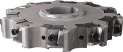 Seco - Arbor Hole Connection, 0.63" Cutting Width, 1.98" Depth of Cut, 160mm Cutter Diam, 1.5748" Hole Diam, 10 Tooth Indexable Slotting Cutter - 335.25 Toolholder, XNHQ, LNHQ Insert, Right Hand Cutting Direction - Benchmark Tooling