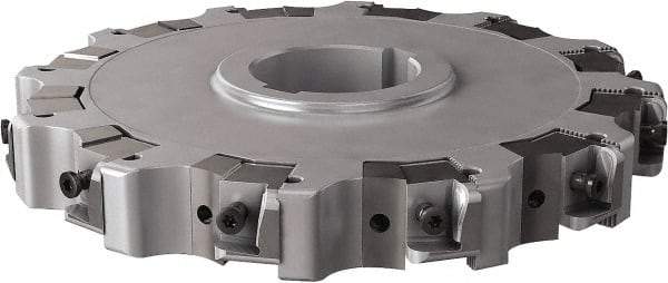 Seco - Arbor Hole Connection, 0.63" Cutting Width, 2.492" Depth of Cut, 200mm Cutter Diam, 1.9685" Hole Diam, 12 Tooth Indexable Slotting Cutter - 335.25 Toolholder, XNHQ, LNHQ Insert, Right Hand Cutting Direction - Benchmark Tooling