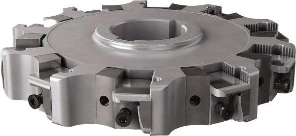 Seco - Arbor Hole Connection, 0.63" Cutting Width, 1.98" Depth of Cut, 160mm Cutter Diam, 1.5748" Hole Diam, 10 Tooth Indexable Slotting Cutter - 335.25 Toolholder, XNHQ, LNHQ Insert, Right Hand Cutting Direction - Benchmark Tooling