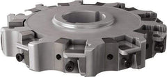 Seco - Arbor Hole Connection, 0.63" Cutting Width, 1.98" Depth of Cut, 160mm Cutter Diam, 1.5748" Hole Diam, 10 Tooth Indexable Slotting Cutter - 335.25 Toolholder, XNHQ, LNHQ Insert, Right Hand Cutting Direction - Benchmark Tooling