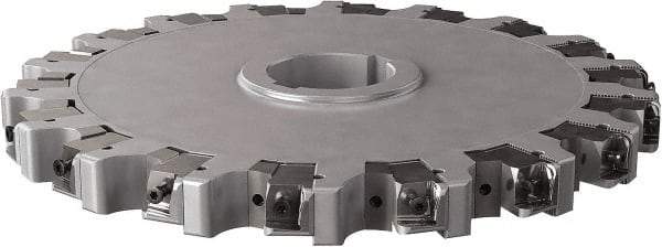 Seco - Arbor Hole Connection, 0.63" Cutting Width, 4.413" Depth of Cut, 12" Cutter Diam, 2" Hole Diam, 18 Tooth Indexable Slotting Cutter - 335.25 Toolholder, XNHQ, LNHQ Insert, Right Hand Cutting Direction - Benchmark Tooling