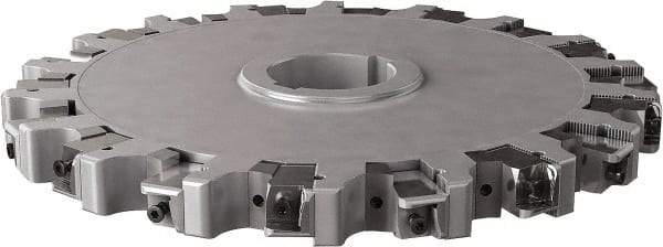 Seco - Arbor Hole Connection, 1.26" Cutting Width, 4.413" Depth of Cut, 12" Cutter Diam, 2" Hole Diam, 9 Tooth Indexable Slotting Cutter - 335.25 Toolholder, XNHQ, LNHQ Insert, Right Hand Cutting Direction - Benchmark Tooling
