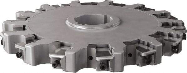 Seco - Arbor Hole Connection, 0.63" Cutting Width, 3.476" Depth of Cut, 250mm Cutter Diam, 1.9685" Hole Diam, 14 Tooth Indexable Slotting Cutter - 335.25 Toolholder, XNHQ, LNHQ Insert, Right Hand Cutting Direction - Benchmark Tooling