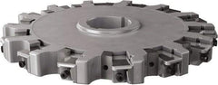 Seco - Arbor Hole Connection, 0.63" Cutting Width, 3.476" Depth of Cut, 250mm Cutter Diam, 1.9685" Hole Diam, 14 Tooth Indexable Slotting Cutter - 335.25 Toolholder, XNHQ, LNHQ Insert, Right Hand Cutting Direction - Benchmark Tooling
