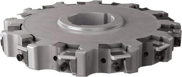 Seco - Arbor Hole Connection, 0.63" Cutting Width, 2.492" Depth of Cut, 200mm Cutter Diam, 1.9685" Hole Diam, 12 Tooth Indexable Slotting Cutter - 335.25 Toolholder, XNHQ, LNHQ Insert, Right Hand Cutting Direction - Benchmark Tooling