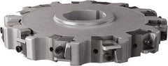 Seco - Arbor Hole Connection, 1.26" Cutting Width, 2.492" Depth of Cut, 200mm Cutter Diam, 1.9685" Hole Diam, 6 Tooth Indexable Slotting Cutter - 335.25 Toolholder, XNHQ, LNHQ Insert, Right Hand Cutting Direction - Benchmark Tooling