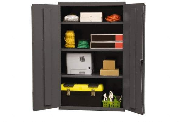 Durham - 3 Shelf Locking Storage Cabinet - Steel, 36" Wide x 18" Deep x 60" High, Gray - Benchmark Tooling