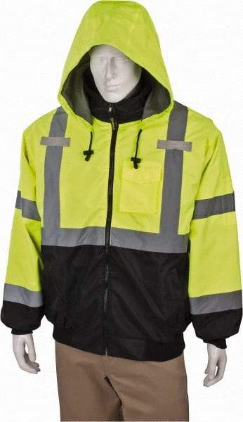 OccuNomix - Size L Cold Weather & High Visibility Jacket - High Visbility Yellow, Polyester, Zipper Closure - Benchmark Tooling