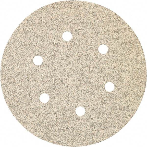 Porter-Cable - 6" Diam, 40 Grit Zirconia Alumina Adhesive PSA Disc - Coarse Grade, Tan, C Weighted Backing, Flexible, 13,000 Max RPM - Benchmark Tooling