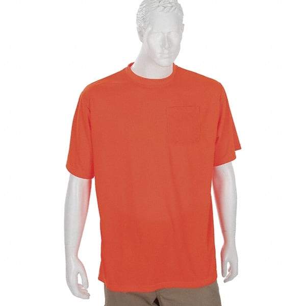 Ergodyne - Size 4XL, Orange, High Visibility, Short Sleeve T-Pocket, - 1 Pocket, Polyester - Benchmark Tooling