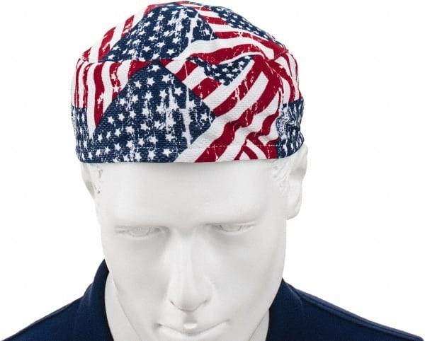 Ergodyne - Size Universal Cooling Skull Cap - Polyester, Blue, Red & White, Flag Pattern - Benchmark Tooling