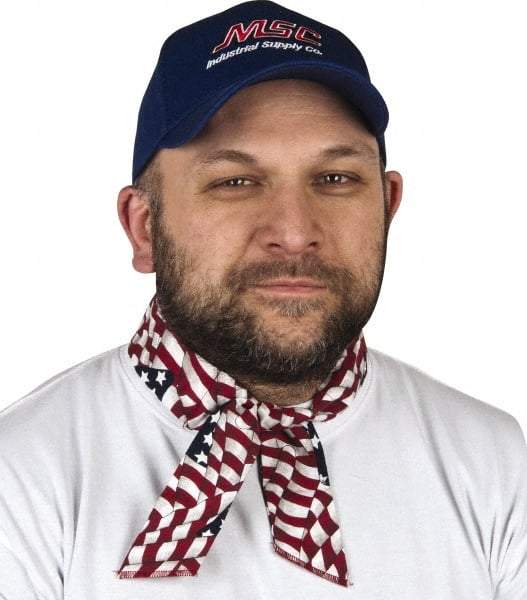 Ergodyne - Size Universal Cooling Headband - Terry Cloth, Blue, Red & White, Flag Pattern - Benchmark Tooling