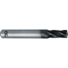 OSG - 7/16-20 UNF, 0.35" Cutting Diam, 4 Flute, Solid Carbide Helical Flute Thread Mill - External Thread, 0.7" LOC, 3" OAL, 3/8" Shank Diam - Benchmark Tooling