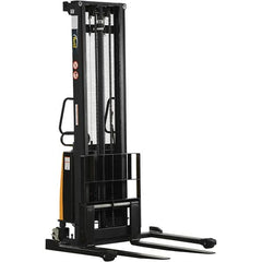 Vestil - 2,000 Lb Capacity, 150" Lift Height, Battery Powered Stacker - 2-1/8" Lowered Height, 42" Fork Length, 58" Overall Width - Benchmark Tooling