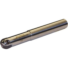 Tool-Flo - 1" Cut Diam, 1" Shank Diam, 6.281" OAL, Indexable Ball Nose End Mill - 1-3/4" Head Length, Straight Shank, TBN Toolholder, TBNR 1000, TBRR 1000 Insert - Benchmark Tooling