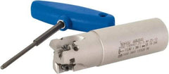 Iscar - 1-1/4" Cut Diam, 0.472" Max Depth of Cut, 1-1/4" Shank Diam, 4-1/4" OAL, Indexable Square Shoulder Helical End Mill - H490 AN.X 12 Inserts, Weldon Shank, 90° Lead Angle, Through Coolant, Series Helido - Benchmark Tooling