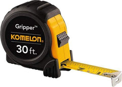 Komelon - 30' x 1" Yellow Steel Blade Tape Measure - 1/16" Graduation, Inch Graduation Style, Yellow/Black ABS Plastic Case - Benchmark Tooling