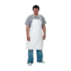 Dupont - 28" Wide x 36" Long x 6 mil Thick Bib Apron - Tyvek, White, Resists Aerosols, Liquid Splashes, Dry Particles - Benchmark Tooling