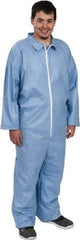 Dupont - Size L FR Disposable Flame Resistant/Retardant Coveralls - Blue, Zipper Closure, Open Cuffs, Open Ankles, Serged Seams - Benchmark Tooling