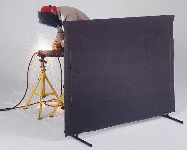 Singer Safety - 6 Ft. Wide x 6 Ft. High, 14 mil Thick Coated Vinyl Portable Welding Screen Kit - Yellow - Benchmark Tooling