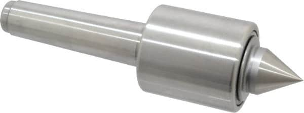 Made in USA - MT4 Taper Shank, 2-1/2" Head Diam 2,890 Lb Capacity Live Center - 2-11/16" Head Length, 1-1/4" Point Diam, 1-1/2" Point Len, 8-5/8" OAL, Standard Point - Benchmark Tooling