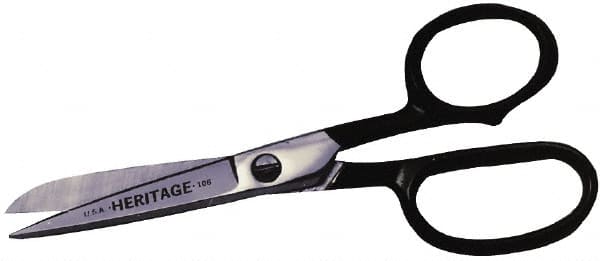 Heritage Cutlery - 5" LOC, 9-1/2" OAL Chrome Plated Standard Shears - Right Hand, Metal Straight Handle, For General Purpose Use - Benchmark Tooling