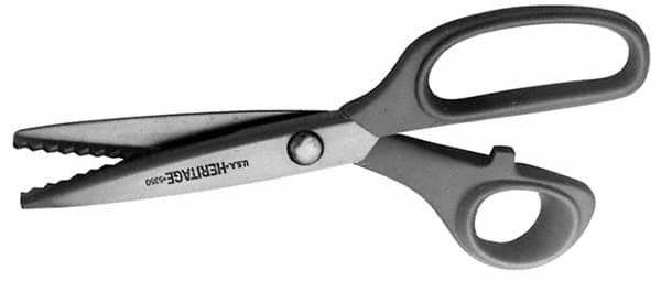 Heritage Cutlery - 2-7/8" LOC, 8-1/4" OAL Stainless Steel Standard Shears - Right Hand, Metal Bent Handle, For Pinking - Benchmark Tooling