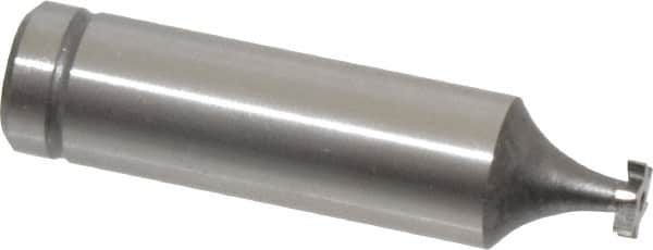 Made in USA - 1/4" Diam x 1/16" Face Width, Cobalt, 6 Teeth, Shank Connection Woodruff Keyseat Cutter - Uncoated, 2-1/16" OAL x 1/2" Shank, Staggered Teeth, ANSI 202, Old Standard 201 - Benchmark Tooling