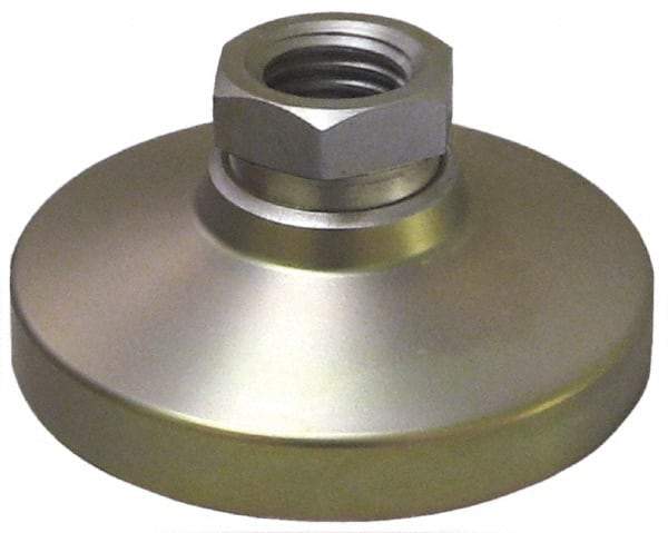 Gibraltar - 590 Lb Capacity, 1-8 Thread, 2-1/2" OAL, Zinc Stud, Tapped Socket Mount Leveling Pad - 4" Base Diam, Zinc Pad, 1-3/8" Hex - Benchmark Tooling