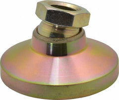 Gibraltar - 5000 Lb Capacity, 1/2-13 Thread, 1-1/8" OAL, Zinc Stud, Tapped Pivotal Socket Mount Leveling Mount - 1-7/8" Base Diam, Zinc Pad, 3/4" Hex - Benchmark Tooling