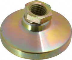 Gibraltar - 6000 Lb Capacity, 5/8-11 Thread, 1-1/4" OAL, Zinc Stud, Tapped Pivotal Socket Mount Leveling Mount - 2-1/2" Base Diam, Zinc Pad, 7/8" Hex - Benchmark Tooling