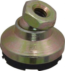 Gibraltar - 750 Lb Capacity, 1/4-20 Thread, 11/16" OAL, Zinc Stud, Tapped Pivotal Socket Mount Leveling Mount - 1" Base Diam, Steel Pad, 1/2" Hex - Benchmark Tooling