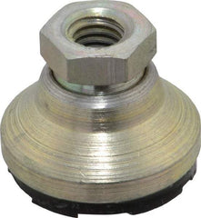 Gibraltar - 2800 Lb Capacity, 3/8-16 Thread, 7/8" OAL, Zinc Stud, Tapped Pivotal Socket Mount Leveling Mount - 1-1/4" Base Diam, Steel Pad, 5/8" Hex - Benchmark Tooling