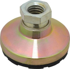 Gibraltar - 3750 Lb Capacity, 1/2-13 Thread, 1-1/8" OAL, Zinc Stud, Tapped Pivotal Socket Mount Leveling Mount - 1-7/8" Base Diam, Steel Pad, 3/4" Hex - Benchmark Tooling