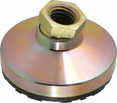 Gibraltar - 4500 Lb Capacity, 5/8-11 Thread, 1-1/4" OAL, Zinc Stud, Tapped Pivotal Socket Mount Leveling Mount - 2-1/2" Base Diam, Steel Pad, 7/8" Hex - Benchmark Tooling
