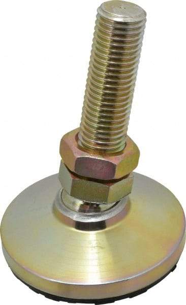 Gibraltar - 1-8 Bolt Thread, Studded Pivotal Stud Mount Leveling Pad & Mount - 2,000 Max Lb Capacity, 4" Base Diam - Benchmark Tooling