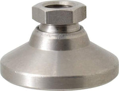 Gibraltar - 5000 Lb Capacity, 1/2-13 Thread, 1-1/8" OAL, Stainless Steel Stud, Tapped Pivotal Socket Mount Leveling Mount - 1-7/8" Base Diam, Stainless Steel Pad, 3/4" Hex - Benchmark Tooling