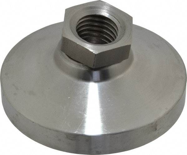 Gibraltar - 7400 Lb Capacity, 3/4-10 Thread, 1-1/2" OAL, Stainless Steel Stud, Tapped Pivotal Socket Mount Leveling Mount - 3" Base Diam, Stainless Steel Pad, 1-1/16" Hex - Benchmark Tooling