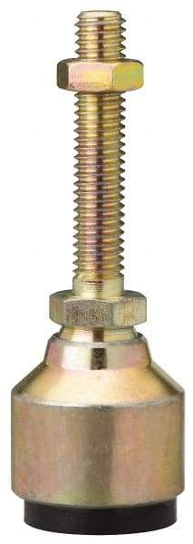 Gibraltar - 590 Lb Capacity, 1-8 Thread, 6" OAL, Zinc Stud, Studded Socket Mount Leveling Mount - 3-1/2" Stud Length, 4" Base Diam, Zinc Pad, 1-3/8" Hex - Benchmark Tooling