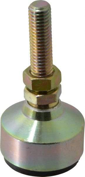 Gibraltar - 120 Lb Capacity, 1/2-13 Thread, 3-3/4" OAL, Zinc Stud, Studded Socket Mount Leveling Mount - 2" Stud Length, 1-7/8" Base Diam, Zinc Pad, 3/4" Hex - Benchmark Tooling