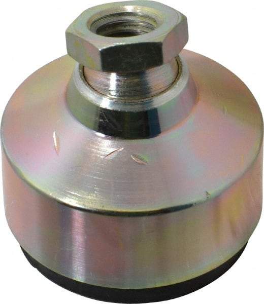 Gibraltar - 240 Lb Capacity, 1/2-13 Thread, 1-3/4" OAL, Zinc Stud, Tapped Socket Mount Leveling Pad - 1-7/8" Base Diam, Zinc Pad, 3/4" Hex - Benchmark Tooling