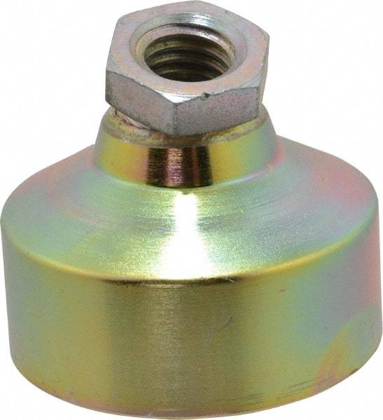 Gibraltar - 2400 Lb Capacity, 1/2-13 Thread, 1-3/4" OAL, Zinc Stud, Tapped Socket Mount Leveling Pad - 1-7/8" Base Diam, Zinc Pad, 3/4" Hex - Benchmark Tooling