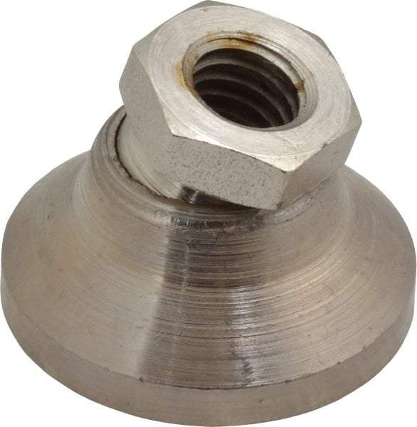 Gibraltar - 3750 Lb Capacity, 3/8-16 Thread, 7/8" OAL, Steel Stud, Tapped Pivotal Socket Mount Leveling Mount - 1-1/4" Base Diam, Steel Pad, 5/8" Hex - Benchmark Tooling