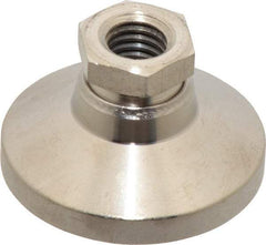 Gibraltar - 5000 Lb Capacity, 1/2-13 Thread, 1-1/8" OAL, Steel Stud, Tapped Pivotal Socket Mount Leveling Mount - 1-7/8" Base Diam, Steel Pad, 3/4" Hex - Benchmark Tooling