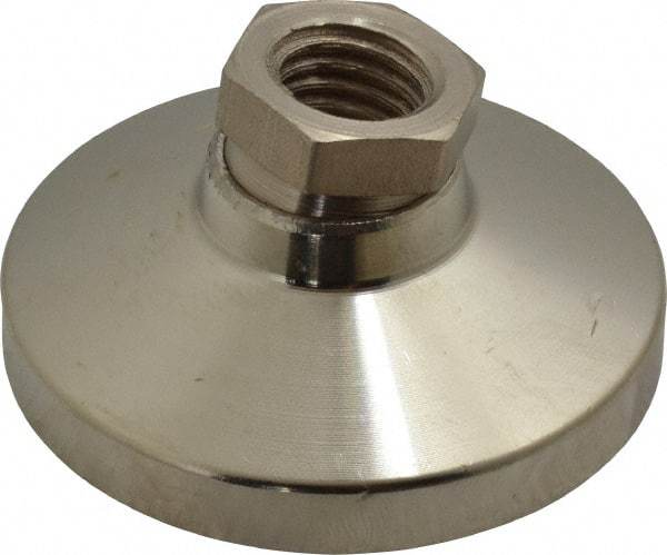 Gibraltar - 6000 Lb Capacity, 5/8-11 Thread, 1-1/4" OAL, Steel Stud, Tapped Pivotal Socket Mount Leveling Mount - 2-1/2" Base Diam, Steel Pad, 7/8" Hex - Benchmark Tooling