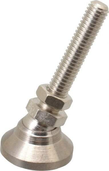 Gibraltar - 3/8-16 Bolt Thread, Studded Pivotal Stud Mount Leveling Pad & Mount - 3,750 Max Lb Capacity, 1-1/4" Base Diam - Benchmark Tooling