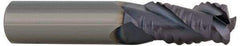 ProMax - 9/16" Diam, Coarse Pitch, 1-1/4" LOC, 4 Flute Solid Carbide 0.055-0.065" Corner Radius Roughing End Mill - TiCN Finish, 3-1/2" OAL, 9/16" Shank Diam, Single End, Centercutting, 30° Helix - Benchmark Tooling